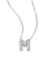 Adriana Orsini | Metallic Sterling Silver Pavé Initial Pendant Necklace | Lyst