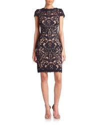 Tadashi Shoji | Blue Cord-embroidered Lace Cocktail Dress | Lyst