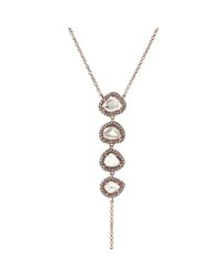 Anne Sisteron | Metallic 14kt Rose Gold 4 Drop Diamond Slice Lariat Necklace | Lyst