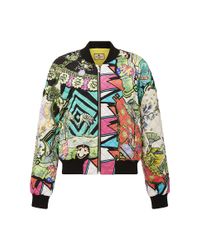 Etro Blue Arcade Silk Quilted Bomber Jacket