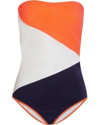 ROKSANDA Orange Rodez Colorblock Bandeau Swimsuit