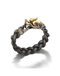 John Hardy | Dragon Head Bracelet On Medium Braided Chain With Black Oxidation | Lyst