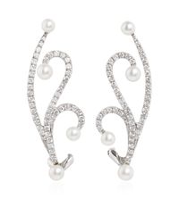 AS29 | Metallic White Gold And Pearl Lucy Earrings | Lyst
