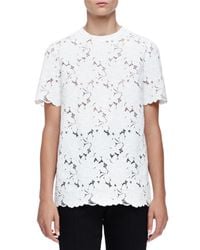 Lanvin - White Short-sleeved Lace Top - Lyst