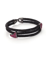 Stinghd | Ruby, Blackened Silver & Stingray Shark Fin Wrap Bracelet for Men | Lyst