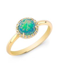 Anne Sisteron - Metallic 14kt Yellow Gold Green Opal Diamond Solitaire Ring - Lyst