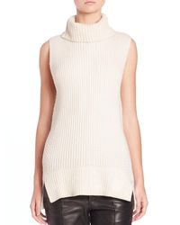 VINCE | White Directional Ribbed Turtleneck Sweater | Lyst