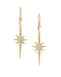 Mizuki | Metallic Icicle Diamond & 14k Yellow Gold Star Drop Earrings | Lyst