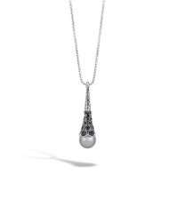 John Hardy | Metallic Pendant Necklace With Pearl And Black Sapphire | Lyst