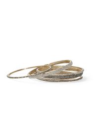 Maiyet - Metallic Rose Cut Diamond Skinny Oval Bangle Bracelet - Lyst