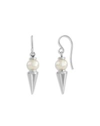 Majorica | Silver Spiked Simulated Pearl Drop Earrings | Lyst