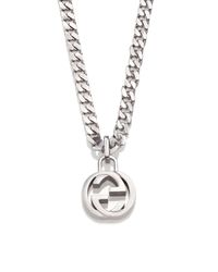 Gucci | Metallic Interlocking Silver Necklace for Men | Lyst