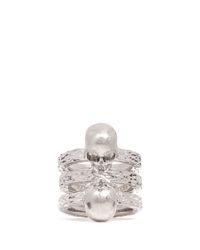 Alexander McQueen | Metallic Skull Embellish Triple Band Ring | Lyst