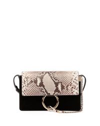 Chloé Faye Small Leather and Suede Shoulder Bag in Animal (BLACK) | Lyst