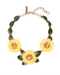 Oscar de la Renta | Yellow Peony Resin Necklace | Lyst