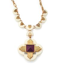 Tory Burch | Metallic Art Deco Pendant Necklace | Lyst