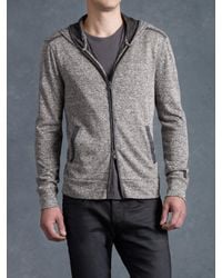 John Varvatos | Black Zip Front Hoodie Sweater for Men | Lyst