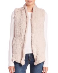 June | Natural Shawl Knit Rabbit Fur Vest | Lyst