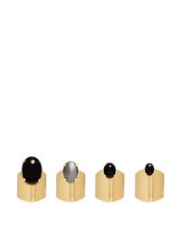 Ela Stone | Black 'lior' Onyx Hematite Four Ring Set | Lyst