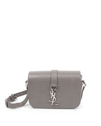 Saint Laurent | Gray Monogram Universite Small Lizard-embossed Leather Crossbody Bag | Lyst