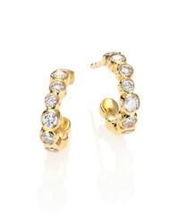 Ippolita | Metallic Glamazon Stardust Diamond & 18k Yellow Gold Bezel-set Hoop Earrings/0.5 | Lyst