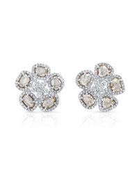 Anne Sisteron - Metallic 14kt White Gold Diamond Slice Mae Flower Earrings - Lyst