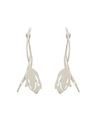 Oscar de la Renta | Metallic Delicate Silver Tulip Earrings | Lyst