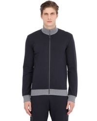 Bikkembergs | Blue Zip-up Stretch Cotton Sweatshirt | Lyst