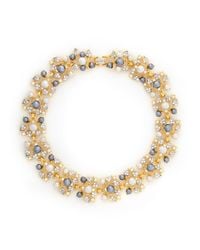 Kenneth Jay Lane | Metallic Pearl And Crystal Pavé Vine Necklace | Lyst