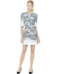 Dolce & Gabbana | Blue Printed Peplum Hem Column Dress | Lyst