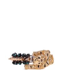 Venna | Metallic Crystal Pavé Tiger Spike Bracelet | Lyst