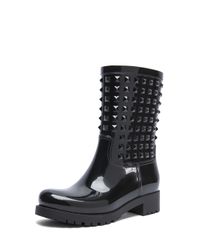 Valentino | Black Rockstud Rainboots | Lyst