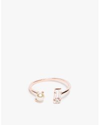 Bing Bang | Metallic Double Pearl Baguette Ring | Lyst
