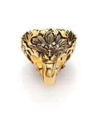 Alexander McQueen | Metallic Crystal Floral Cocktail Ring | Lyst