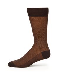 Saks Fifth Avenue | Brown Bird's Eye Dress Socks for Men | Lyst