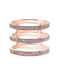 Anne Sisteron - Pink 14kt Rose Gold Diamond Triple Bar Ring - Lyst