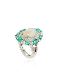 Sutra | Green White Opal And Emerald Ring | Lyst