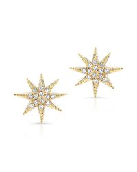 Anne Sisteron - Metallic 14kt Yellow Gold Diamond Glimmer Star Stud Earrings - Lyst