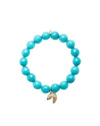 Sydney Evan | Blue Pave Diamond Fortune Cookie Charm Beaded Bracelet | Lyst