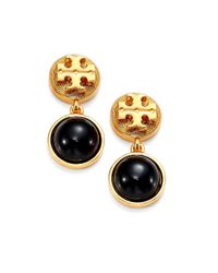 Tory Burch | Metallic Livia Logo Cabochon Drop Earrings | Lyst