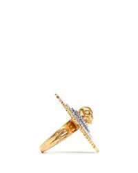 Alexander McQueen | Metallic Skull And Flower Ring | Lyst