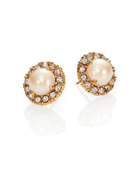 kate spade new york | Metallic Secret Garden Faux Pearl Stud Earrings | Lyst