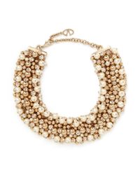 Valentino Metallic Pearl Crystal Cluster Choker Necklace