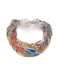 Iosselliani | Metallic Multi-chain Crystal And Stone Embellished Bracelet | Lyst