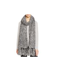 Aqua | Black Chunky Knit Scarf With Fringe | Lyst