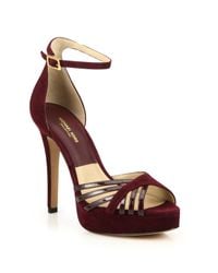 Michael Kors | Red Kinsley Suede & Patent Leather Platform Sandals | Lyst
