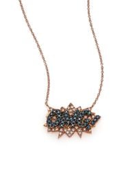 Diane Kordas | Metallic Omg Blue/white Diamond & 18k Rose Gold Pendant Necklace | Lyst