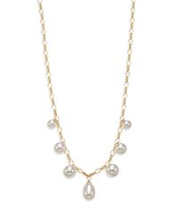 Majorica | Metallic Rain 6mm-9mm White Pearl Charm Necklace | Lyst