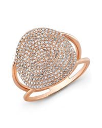 Anne Sisteron - Pink 14kt Rose Gold Diamond Disc Ring - Lyst