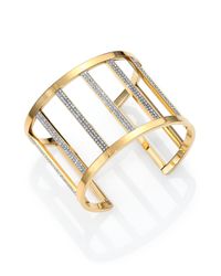 Michael Kors | Metallic Motif Pave Bar Cage Cuff Bracelet/Goldtone | Lyst